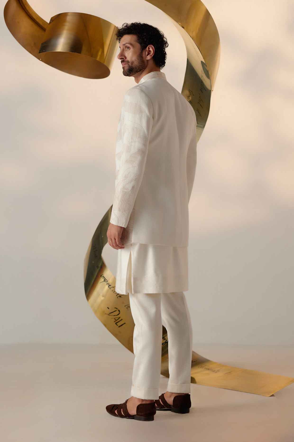 Dreamy Ivory Bandhgala Set — detail