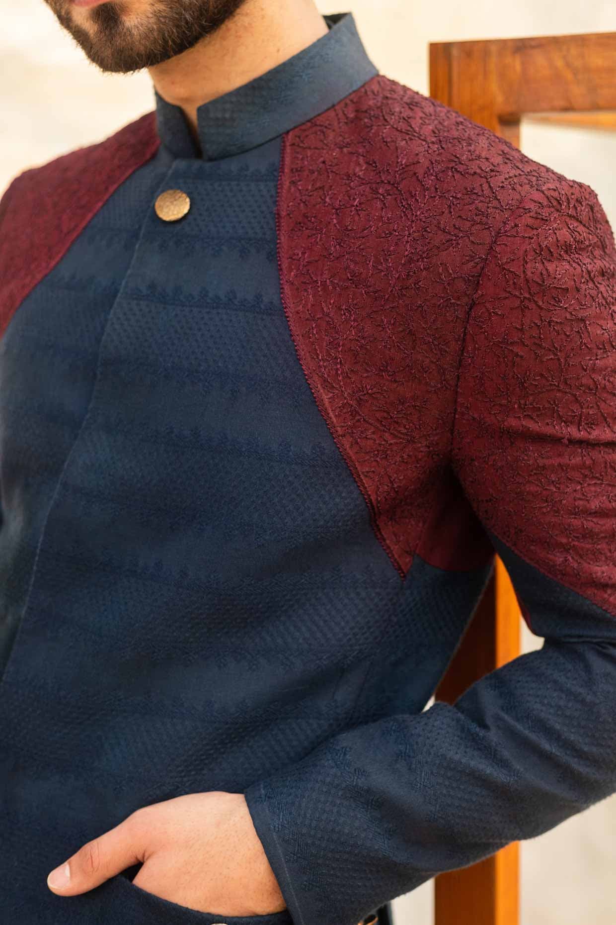 Color Block Bandhgala — detail
