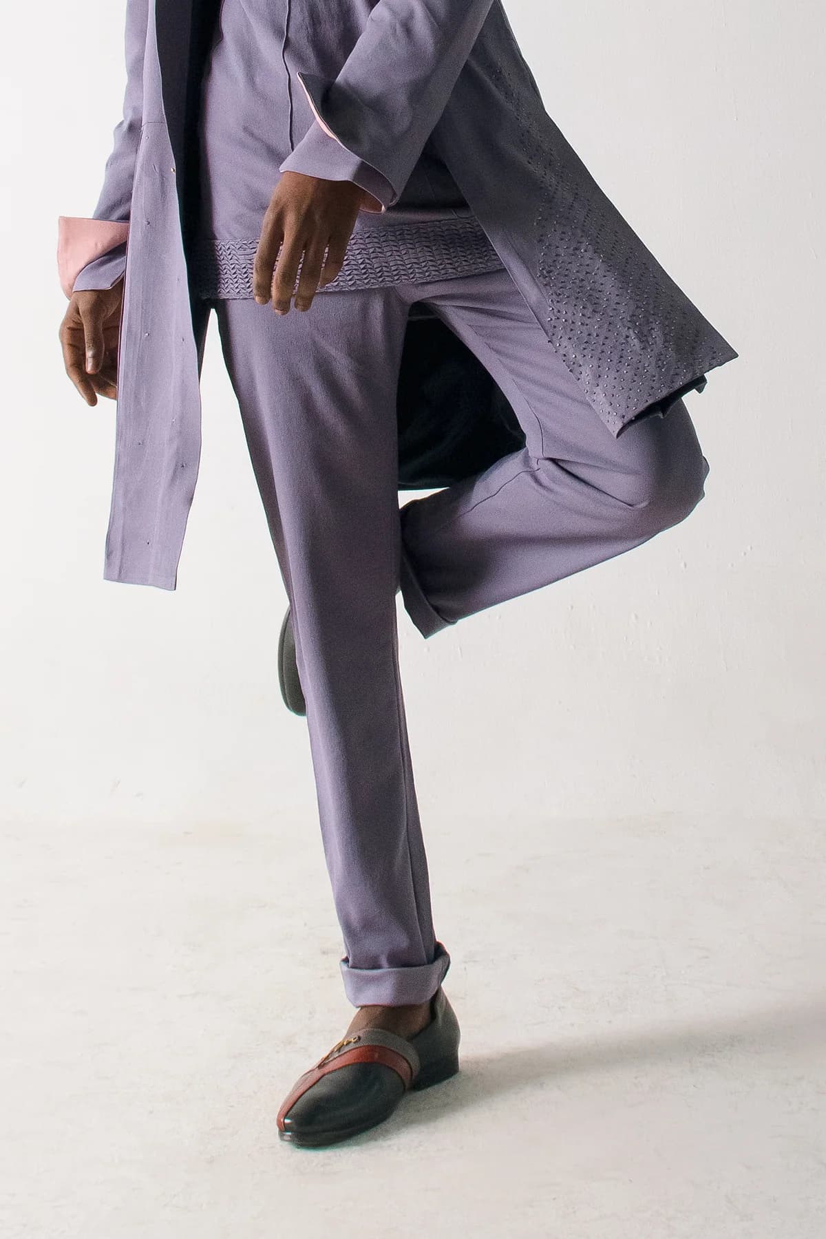 English Purpul Overcoat Set — detail