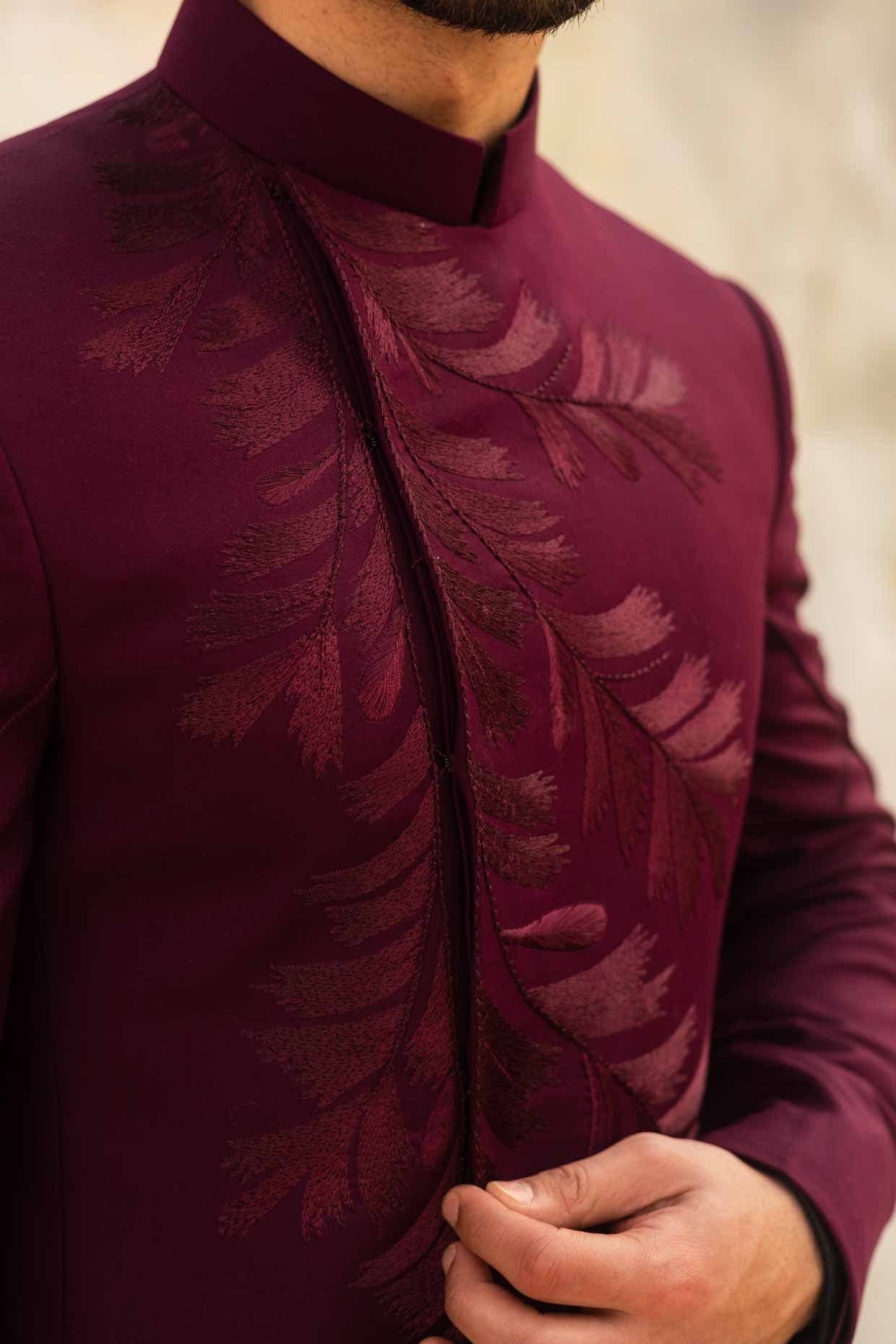Wine Fractal Bandhgala — detail