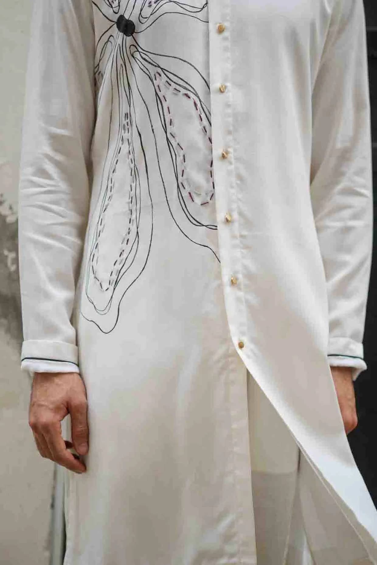 White Bloom Kurta — detail