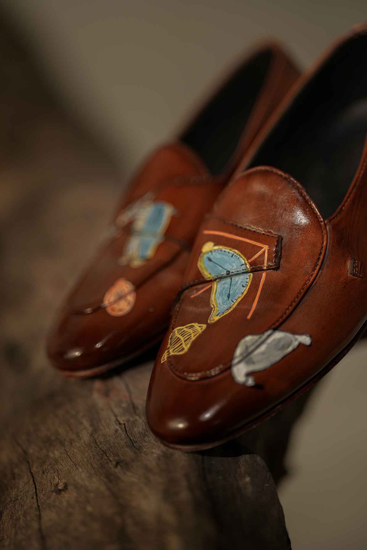 Tan Hand-painted Loafers — detail