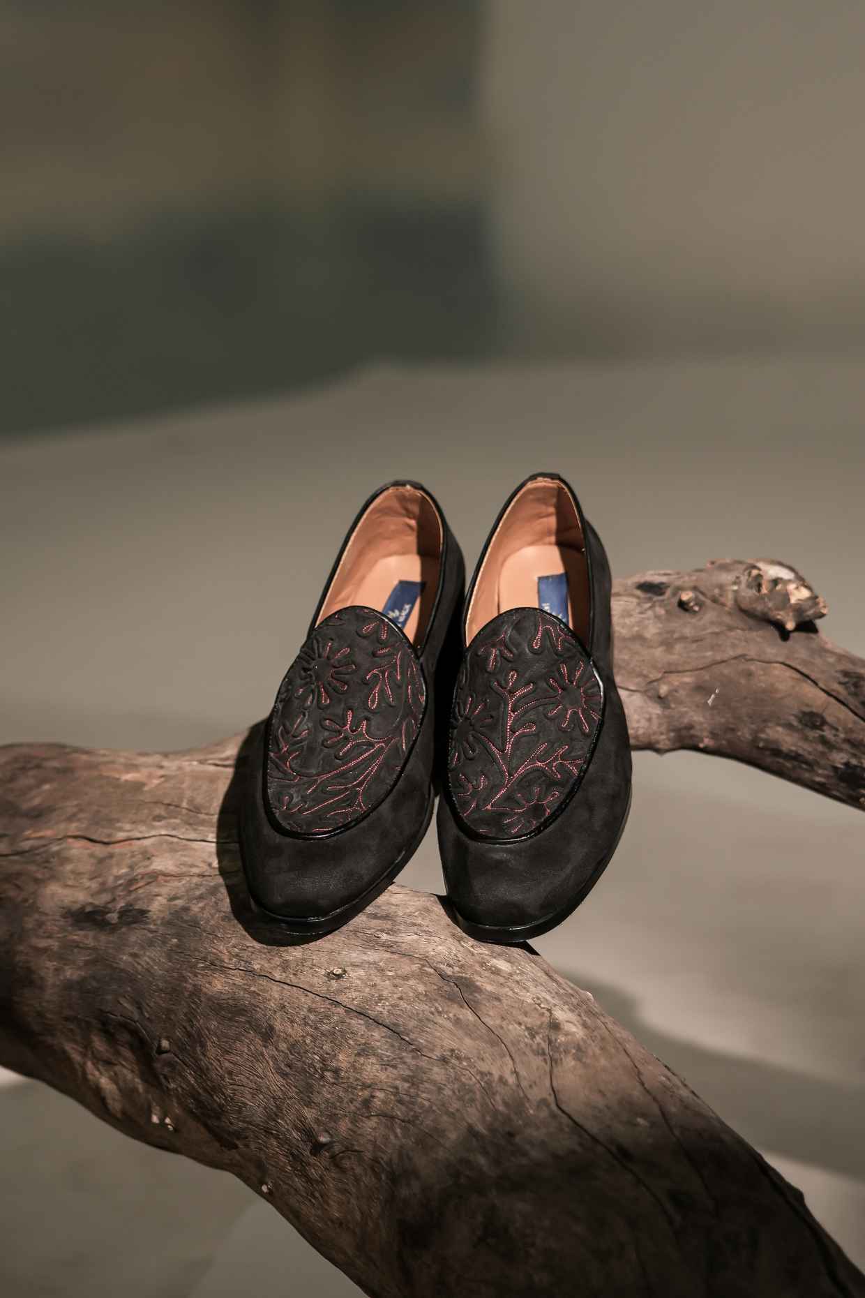 Black Cord Embroidery Loafers — detail