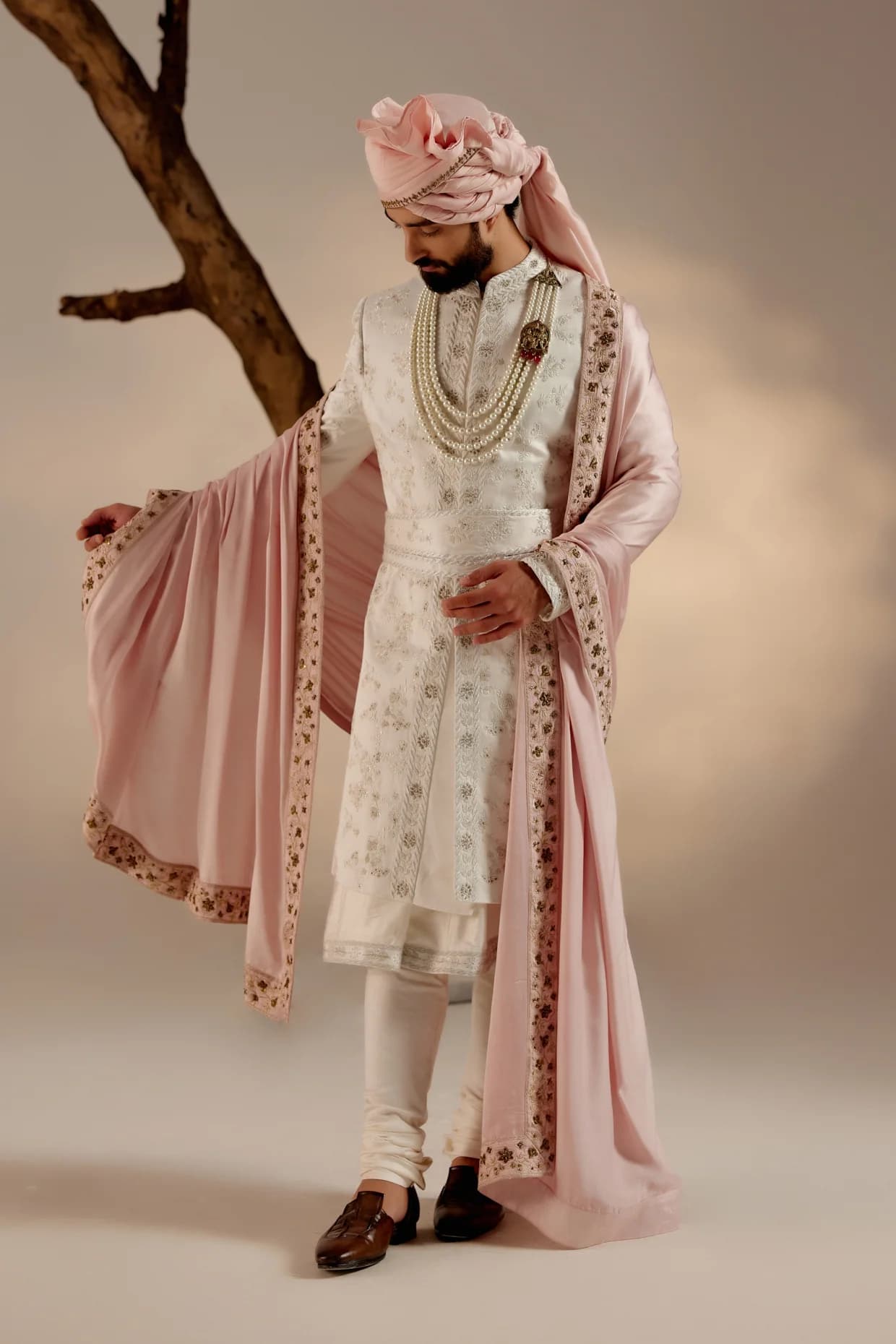 Gardenia Pink Sherwani Set — detail