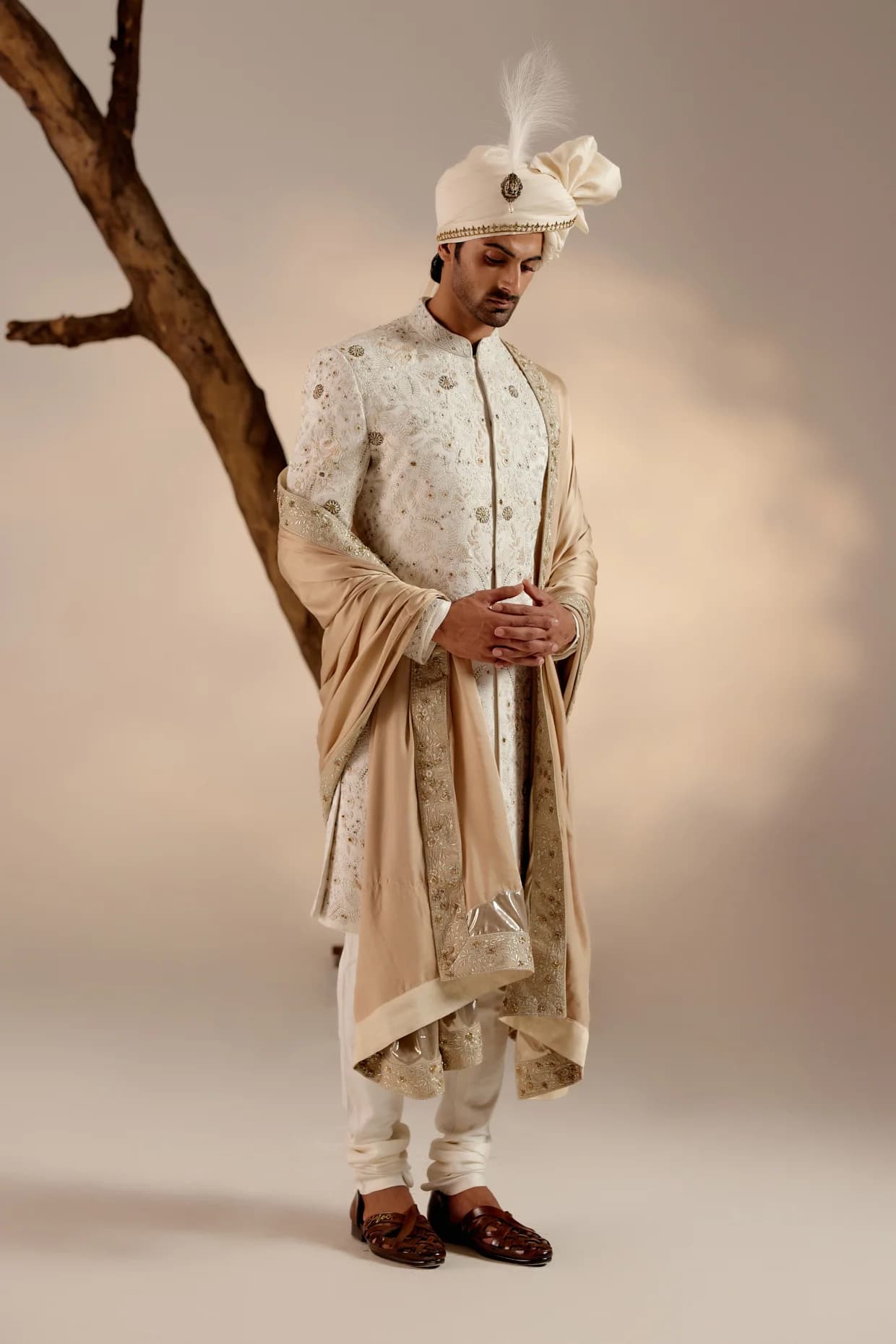 Ivory & Gold Sherwani — detail